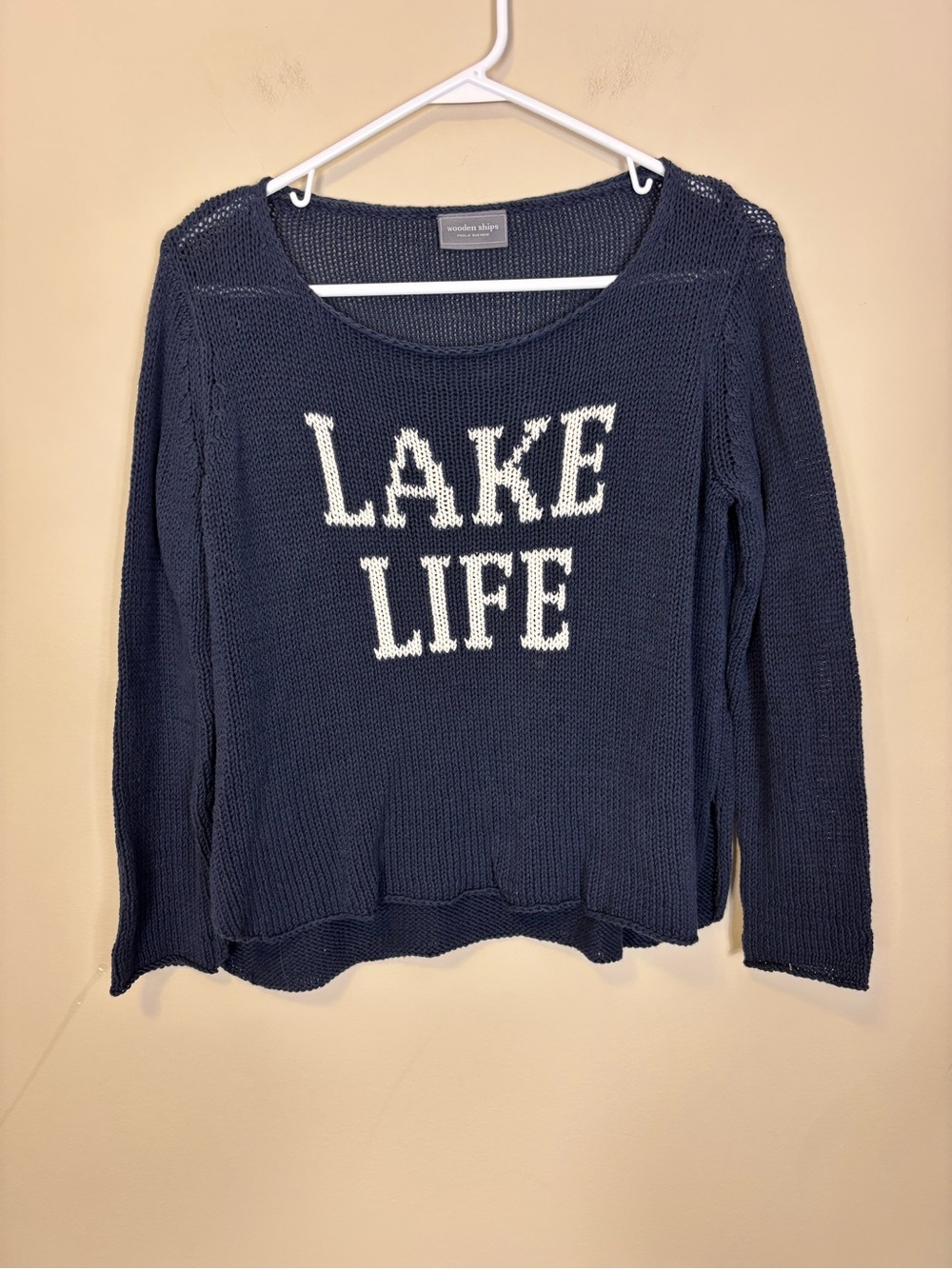 Wooden Ships Navy 'Lake Life' Knit Cotton Blend Pullover Sweater XS-S